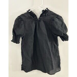 JCrew Puff Sleeve Ruffled Collar 100% Linen Top Shirt capsule classic size small